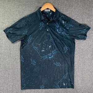 Raised By Coyotes Polo Men Medium Performance Golf Geometric Panther Stars